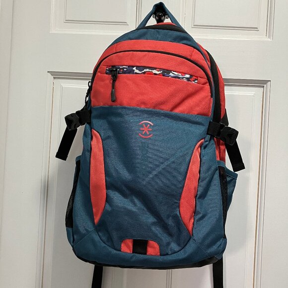 peck Visor Backpack Tablet Computer Water Bottle Pockets Berry Pink & Teal - Picture 1 of 14
